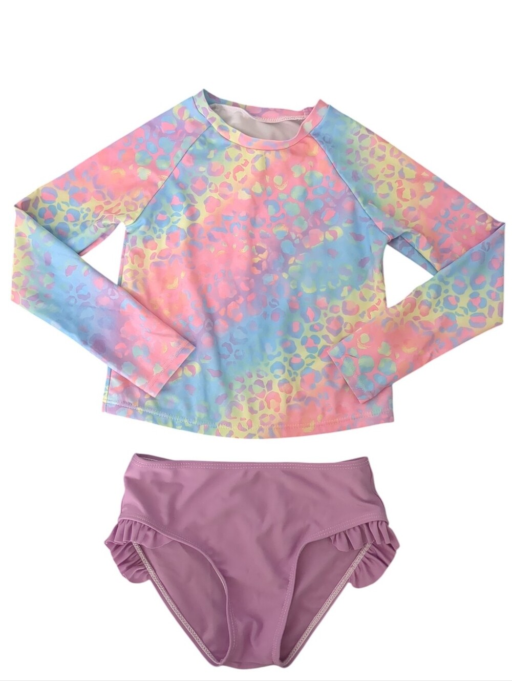 Girls Rainbow Cheetah Swimsuit (Size 7)